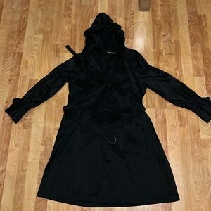 Mycra Pac One knee length lightweight front zip raincoat. Sz 1SM Black w tote